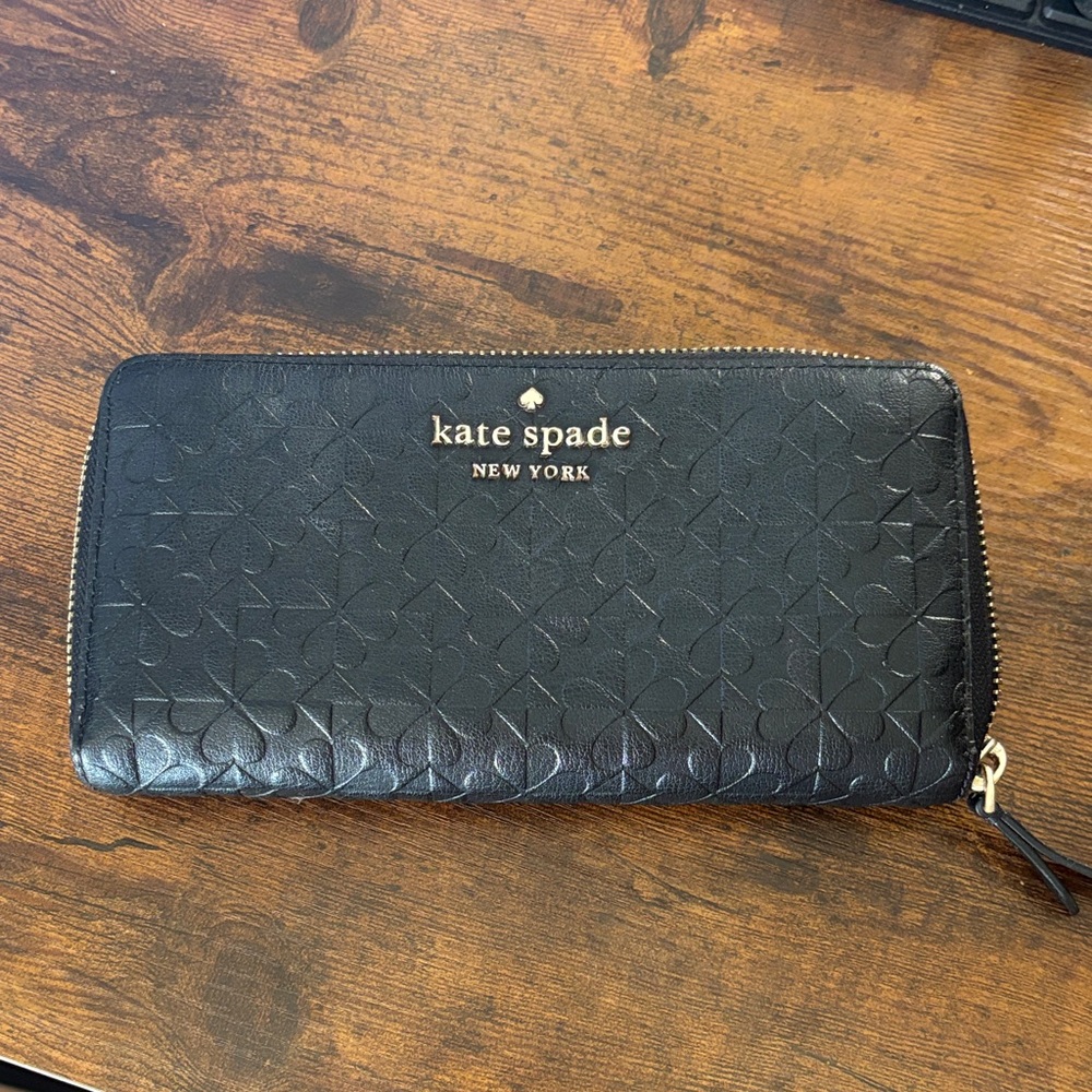 Kate Spade Black Embossed Zip Wallet
